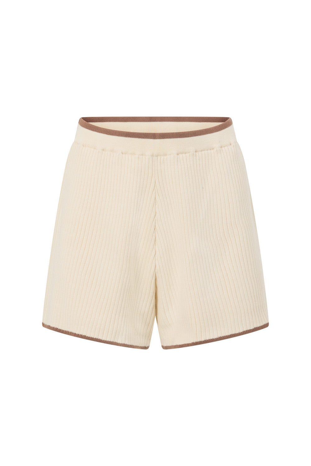 Cream Ribbed Elastic High Waist Jaxon Shorts