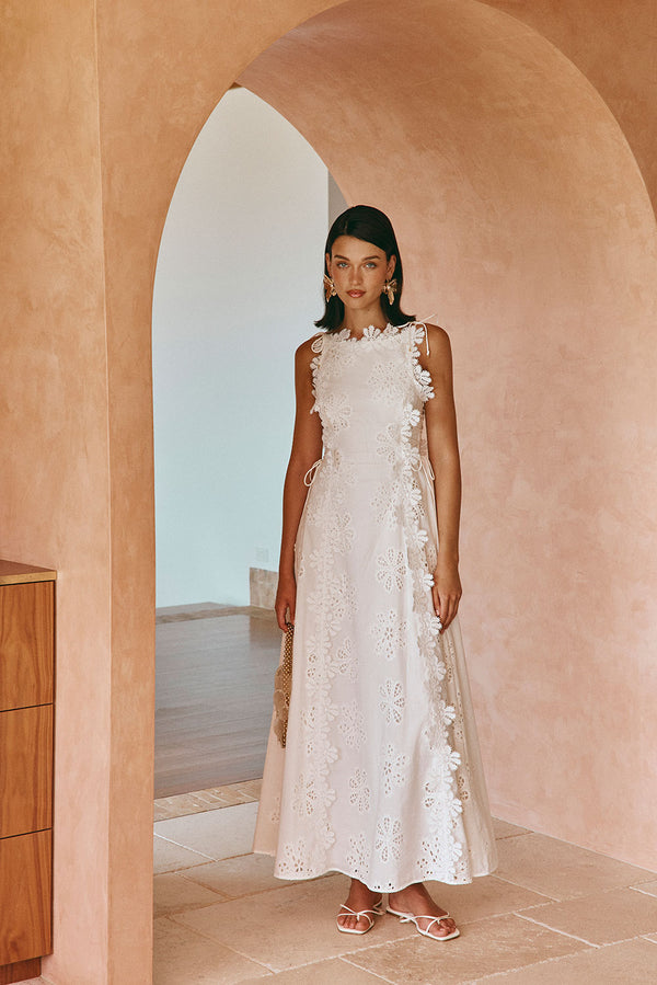 Araminta Embroidered Maxi Dress - Stella Marina - White