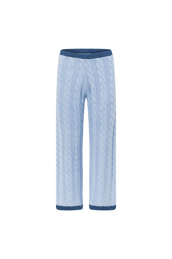 Blue Knit High Waist Mirabelle Pants