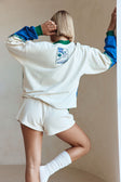 Cream and Green Terry Vintage Oversized York Sweater
