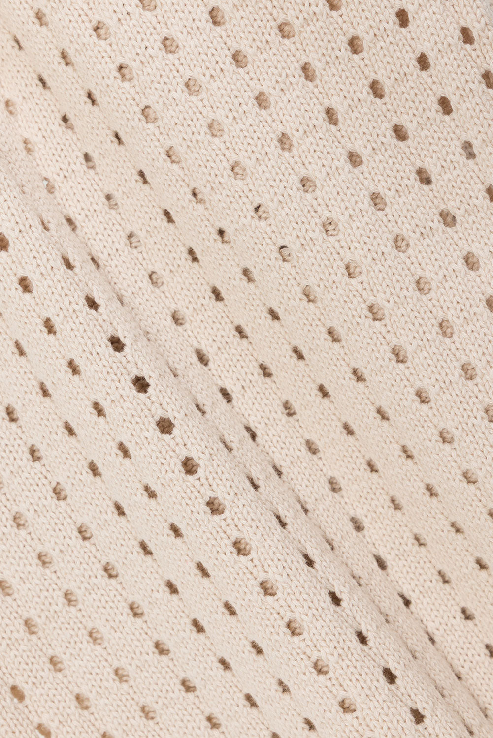 Beige Crochet Knit High Waist Nev Pants