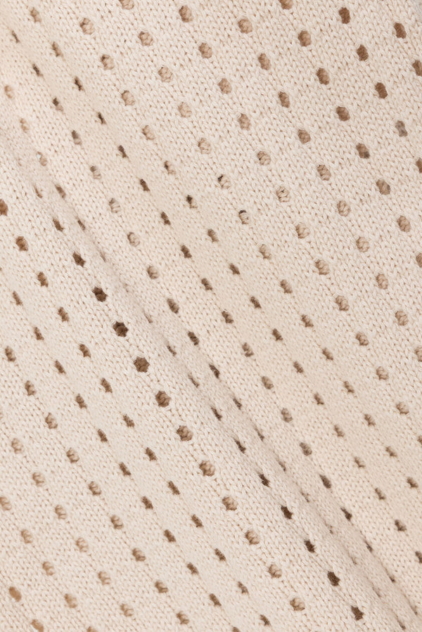 Beige Crochet Knit High Waist Nev Pants