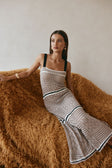 Tan Crochet Knit A Line Maxi Aliana Dress