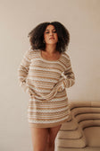 Brown Striped Knit High Waist Mini Alaiya Skirt