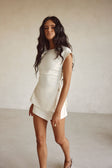 White Gathered Fitted Labella Top