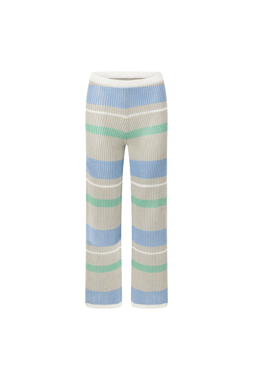 Grey Stripe Knit High Waist Elastic Astea Pants