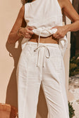 White High Waist Belt Hanoi Pants
