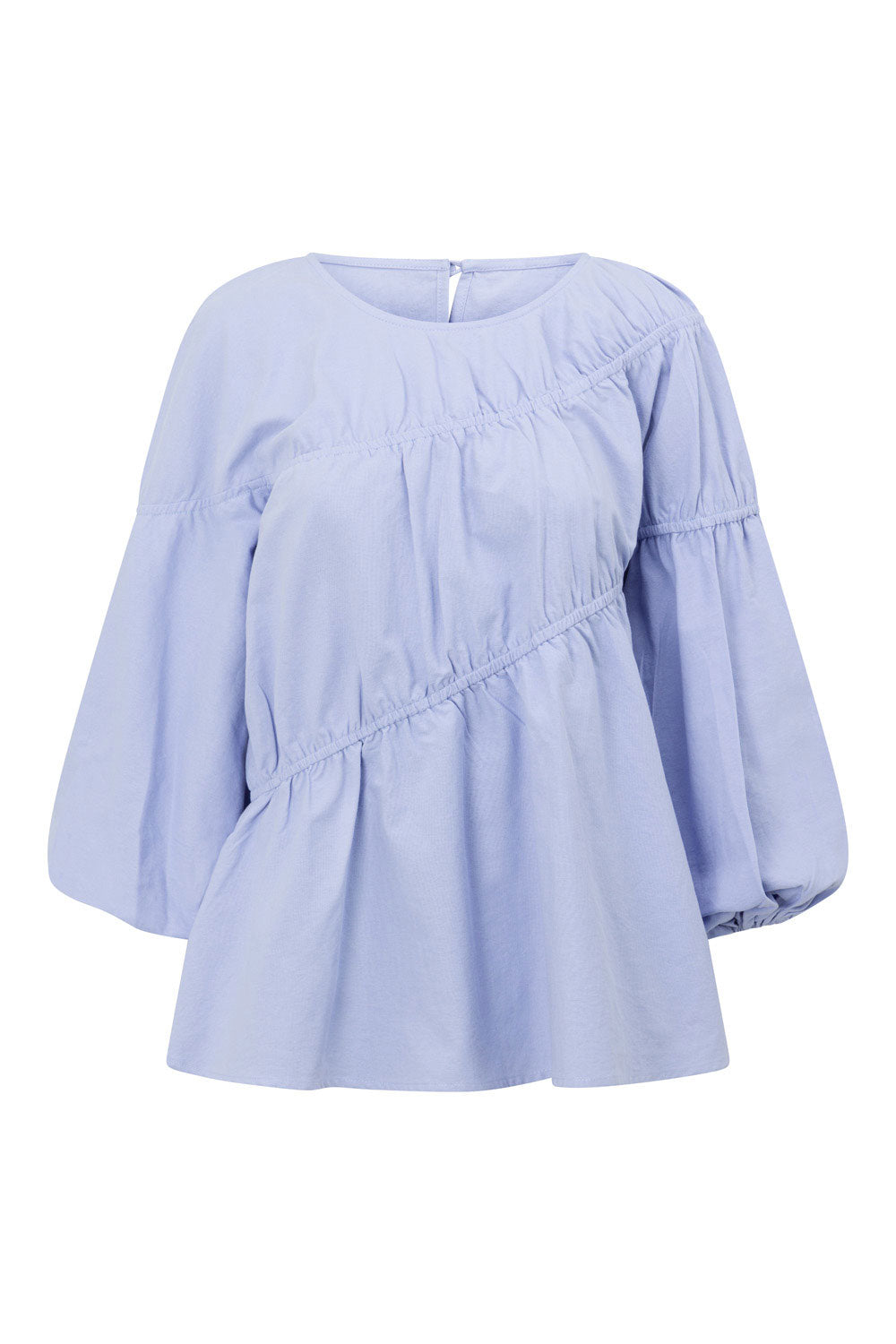 Blue Long Sleeve Panelled Flounce Akel Top