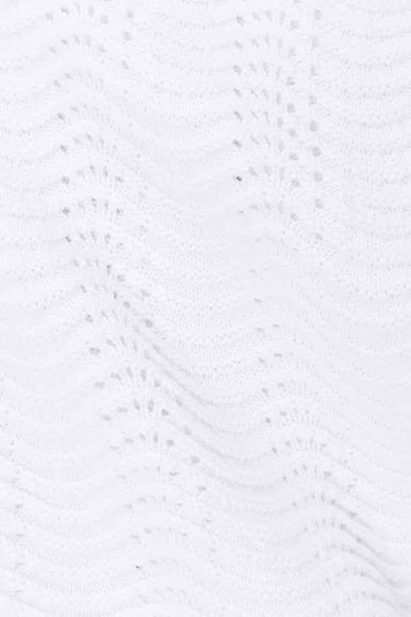 White Wave Knit Short Sleeve Leah T Shirt Top