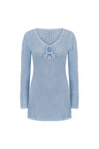 Nara Long Sleeve Mini Tie Knit Dress - Blue