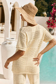 Butter Yellow Pointelle Knit Elios T Shirt Top