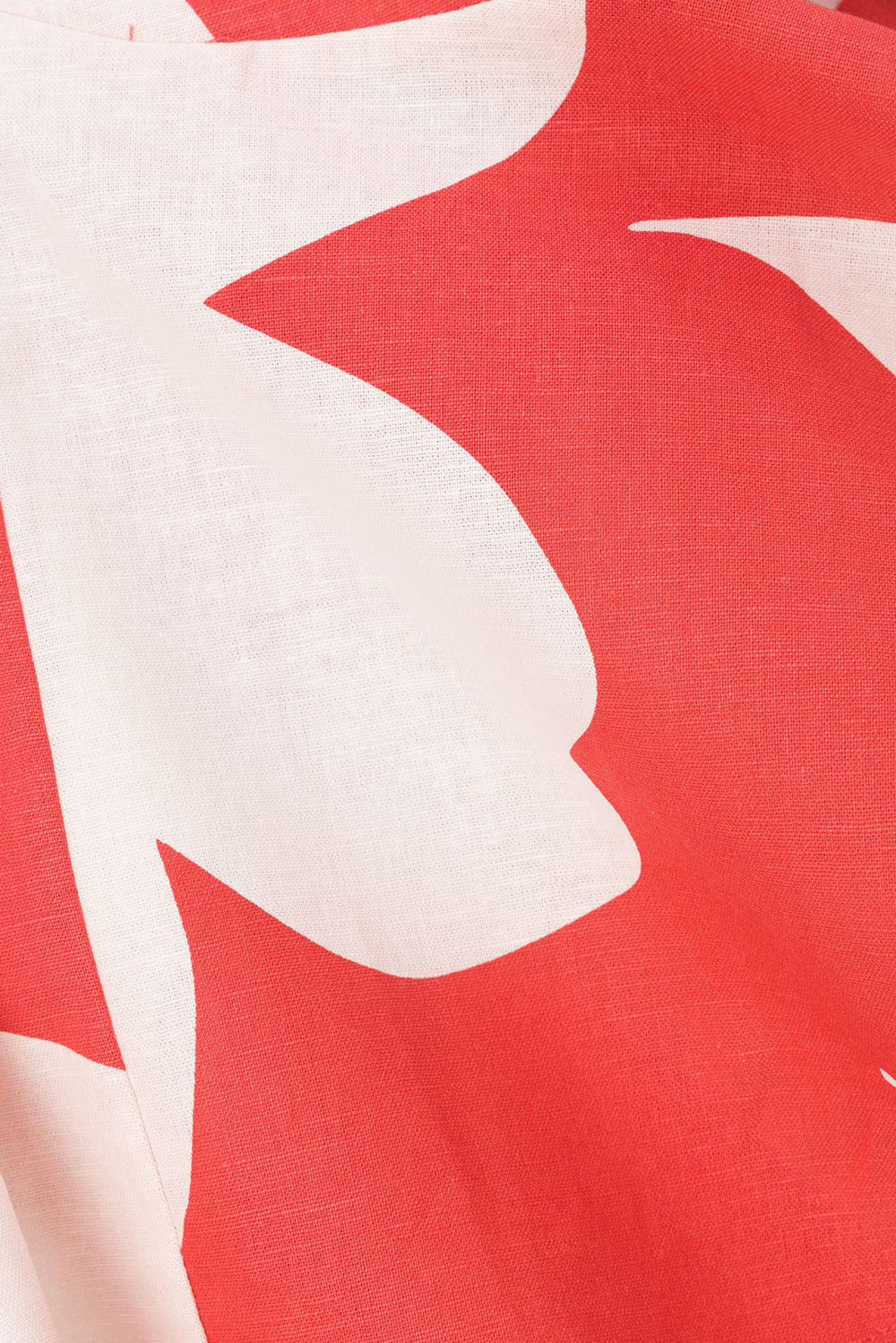 Red Sweet Caroline White Floral Side Tie Mini Mariana Dress