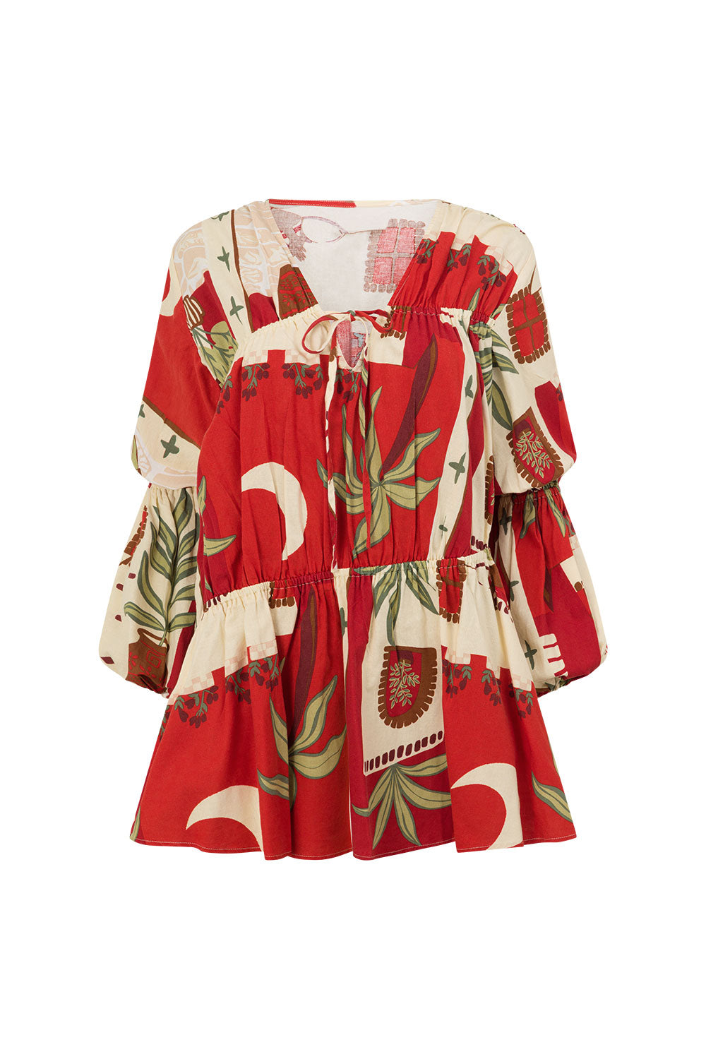 Red Palma Vista Ruched Mini Esperenza Dress
