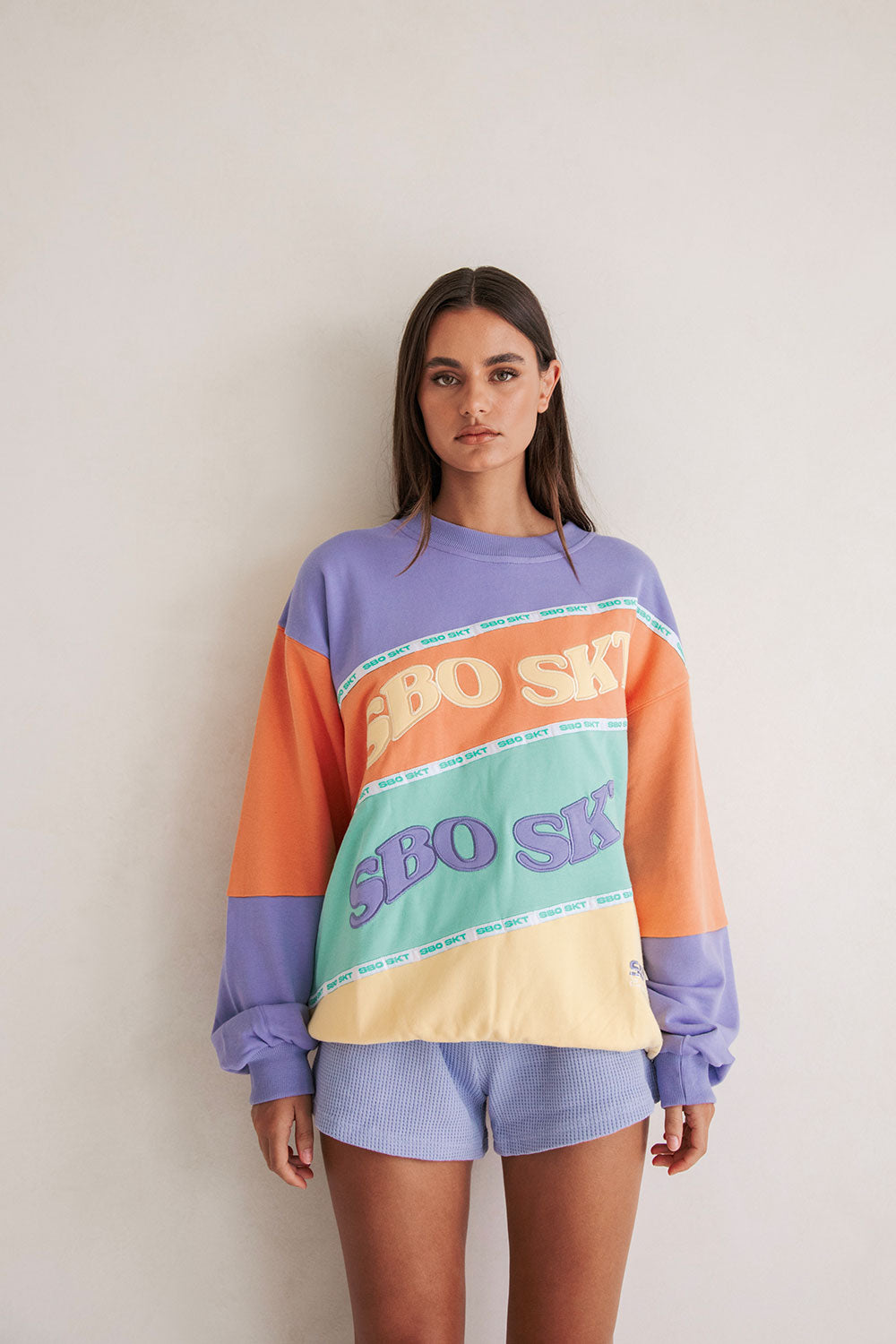 Jessie Oversized Vintage Sweater - Yellow Purple Orange