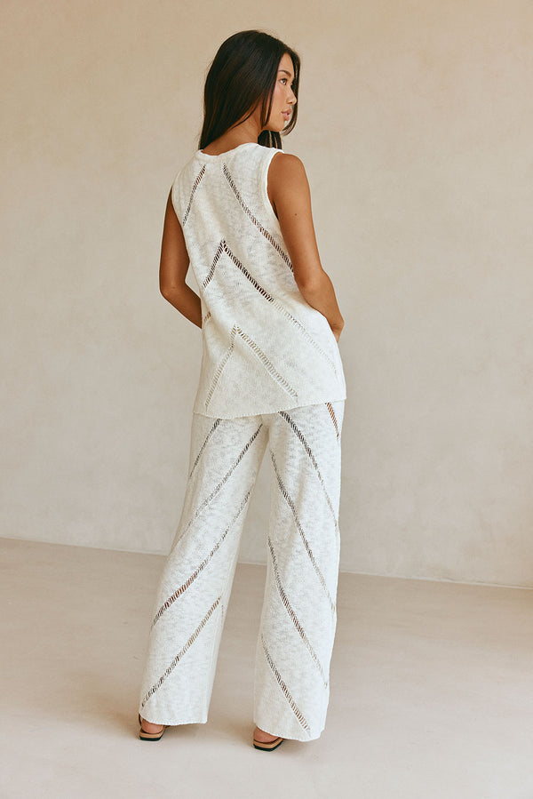 Cream Knit Boxy Ladder Pannel Josiah Top