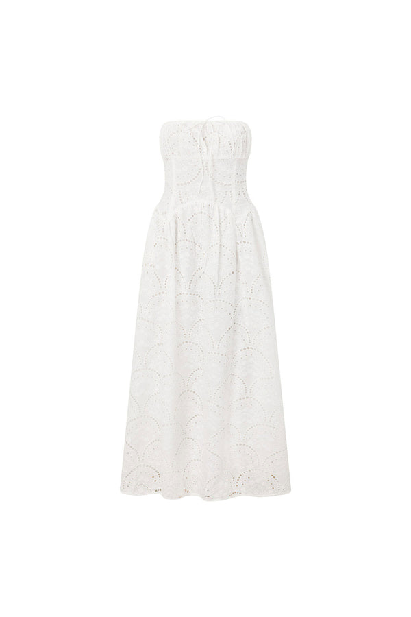 Bridal White Embroidered Strapless Maxi Zina Dress