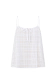 Jetta Adjustable Thin Strap Tie Top - White Plaid