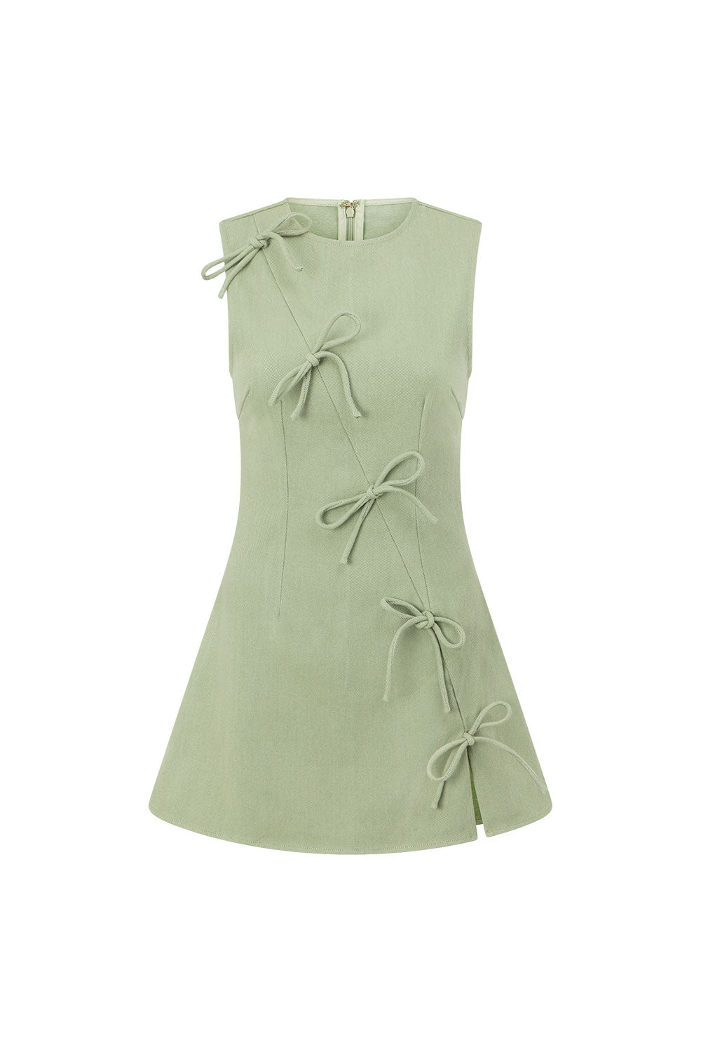 Sage Green A-Line Bow Mini Kapri Dress