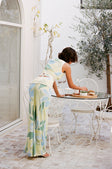 Euphoria Maxi Tie Skirt - Blue Green White