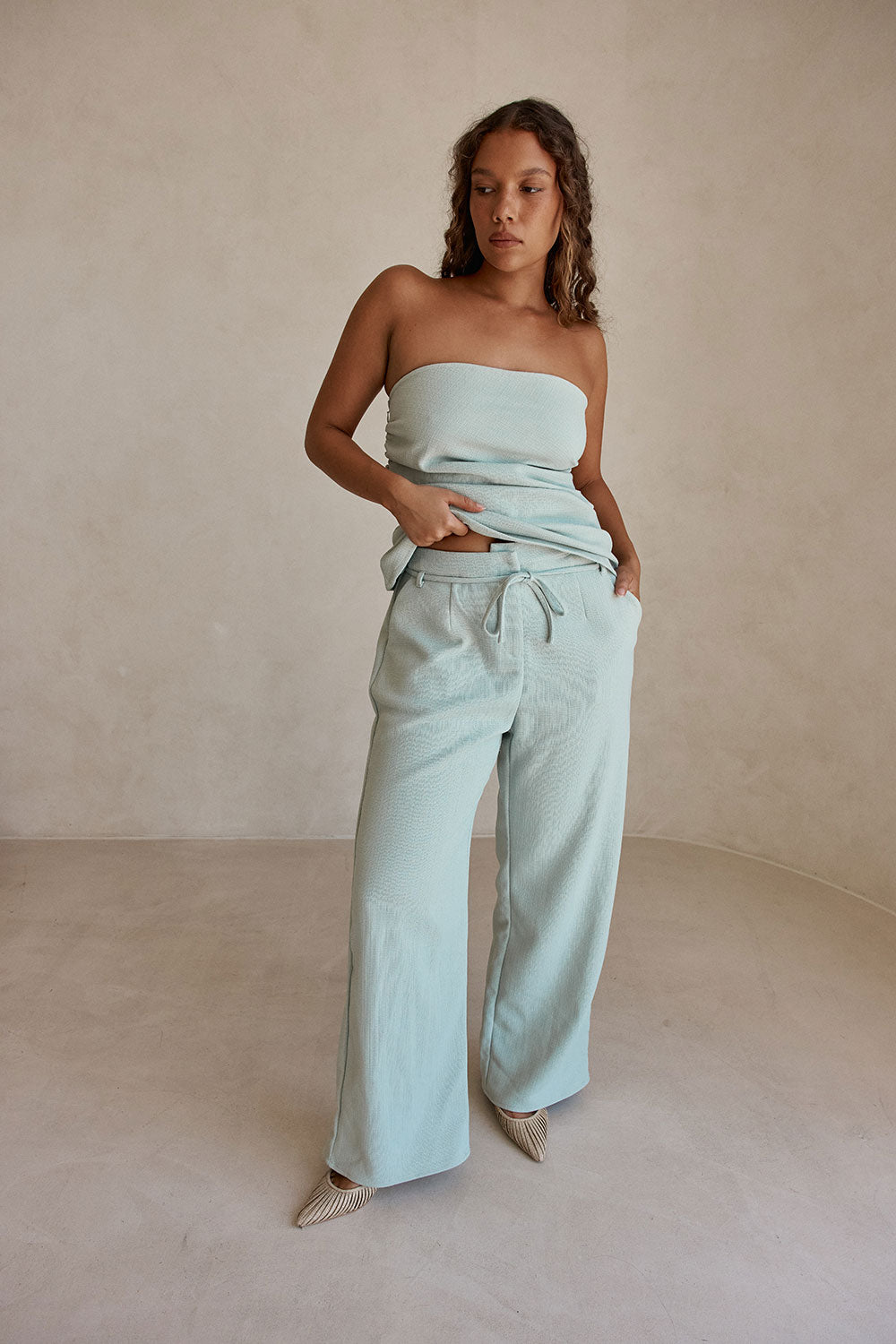 Mint Green Tie Jira Trouser Pants