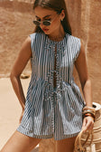 Black and White Stripe Tie Dalia Top