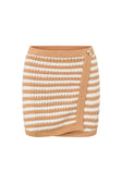 Bryn Stripe Mini Knitted Wrap Skirt - Orange, White