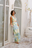 Euphoria Maxi Tie Skirt - Blue Green White