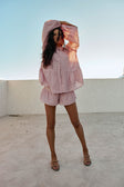 Blush Pink Elastic Drawstring Huxley Shorts
