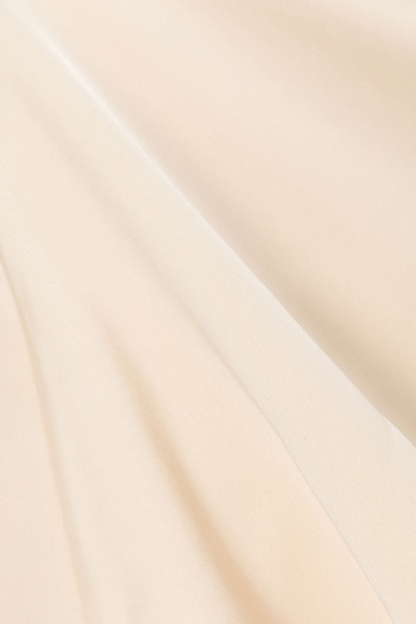 Cream Silky V Neck Cut Out Mini Via Dress