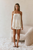 Beige Broderie Gathered Strappy Hazel Top