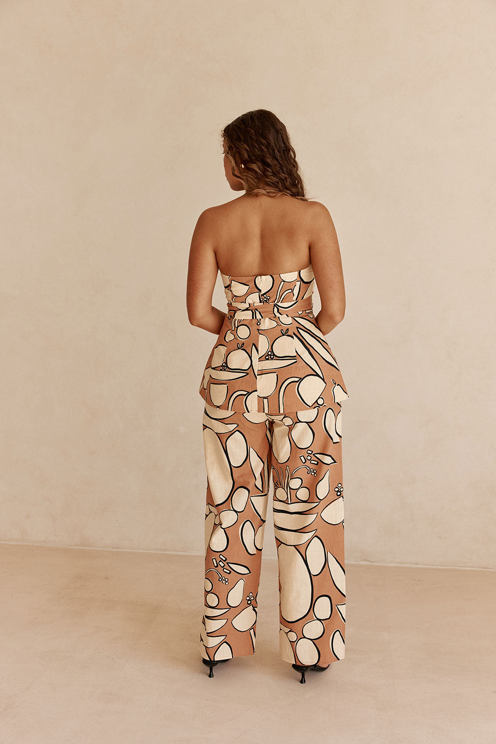 Orange Barossa Print Strapless Torquay Top