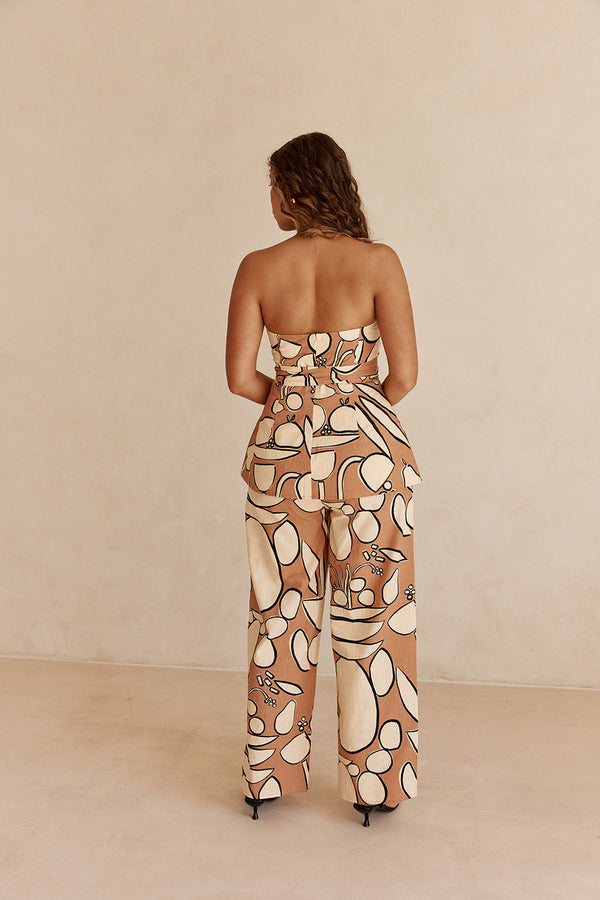 Orange Barossa Print Strapless Torquay Top