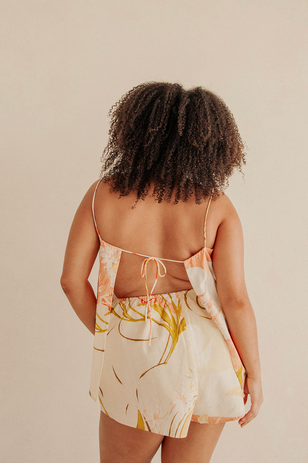 Adiamo Backless Tie Playsuit -Thalassa Rust Print Orange, Yellow, Green