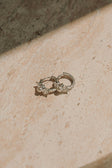 Silver Toned Pearl Huggie Lira Earrings