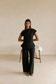 Black Suiting Flared Naomi Pants