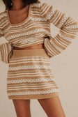 Brown Striped Knit High Waist Mini Alaiya Skirt