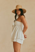 Maeve Tie Strapless Playsuit - Black & White