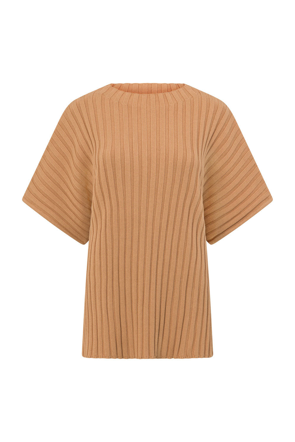 Apricot Ribbed Knit Relaxed Celine Top
