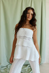 White Wave Knit Strapless Panel Kama Top