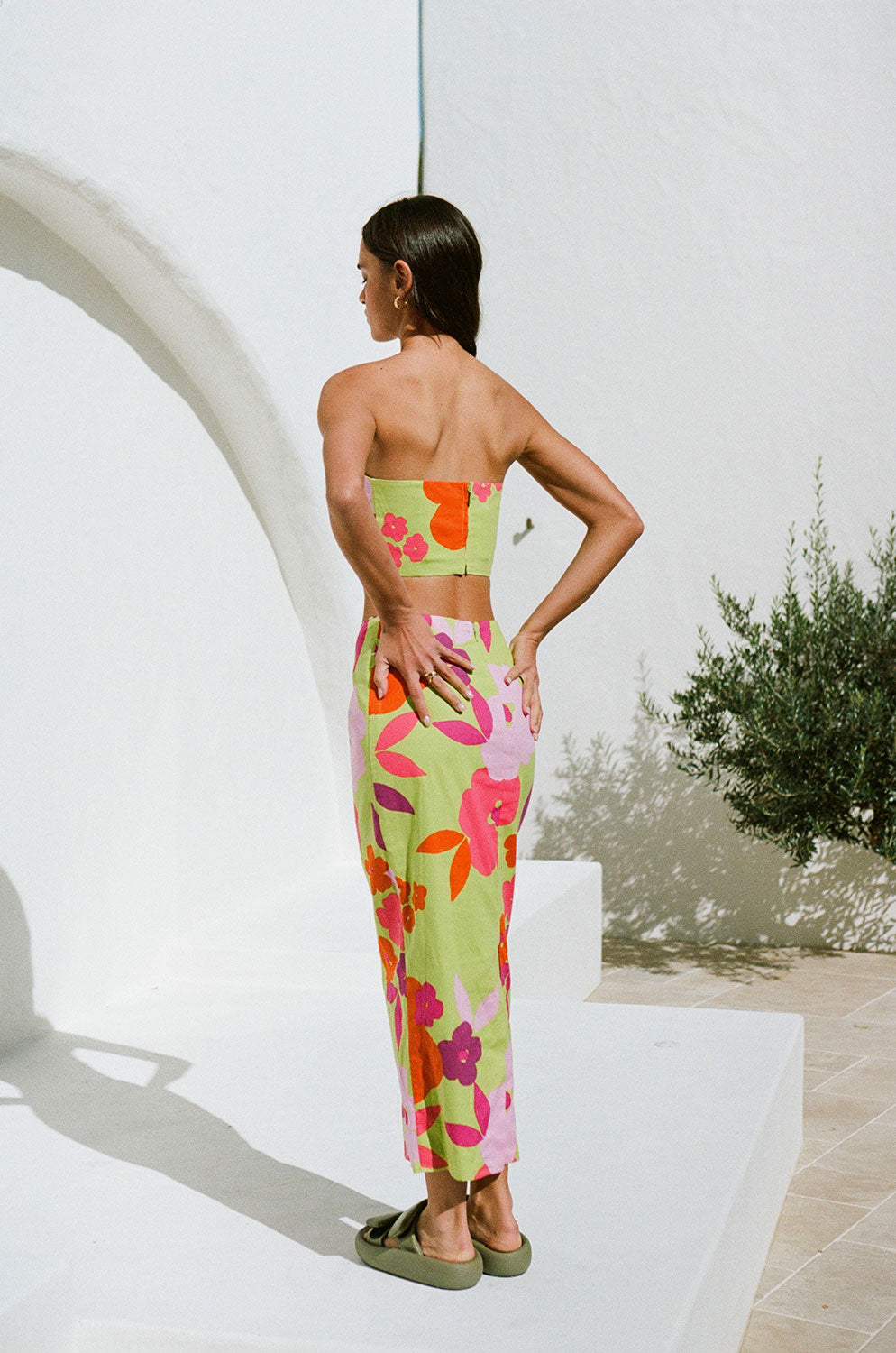 SAMPLE-Drea Top - Lime Floral