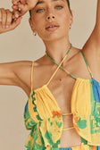 Leigh Cutout Maxi Dress - Green, Blue & Orange Morning Yellow Print