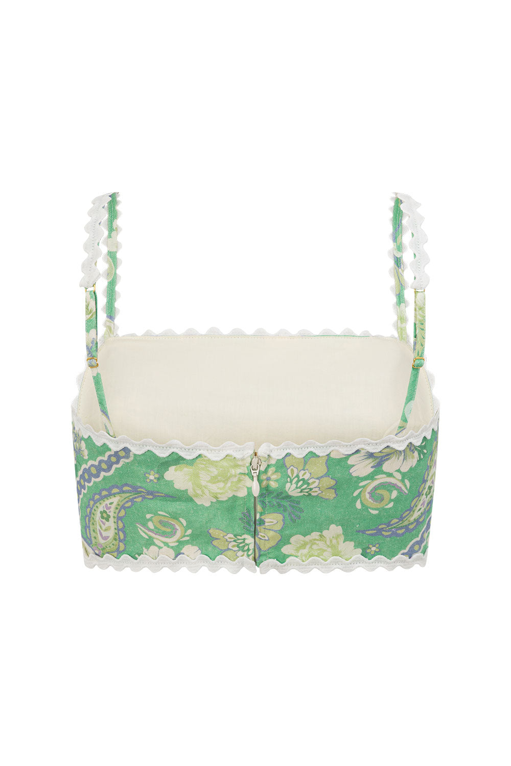 Green Floral Heritage Print Kelia Crop Top