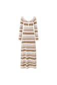 Tameeka Knit Maxi Dress - Stripe White Brown Grey