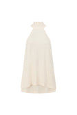 Off White Ribbed Halter Neck Mini Malayah Dress
