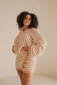 Bryn Stripe Mini Knitted Wrap Skirt - Orange, White