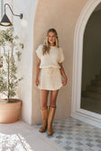 Cream Cotton Knit Shirt Mini Solara Dress