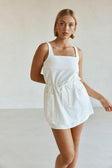 White Twin Pocket Tie Longline Davina Top