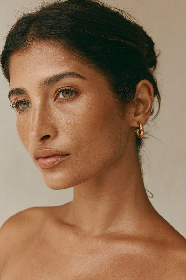 18K Gold Plated Hoop Gemstone Detail Nadia Earrings