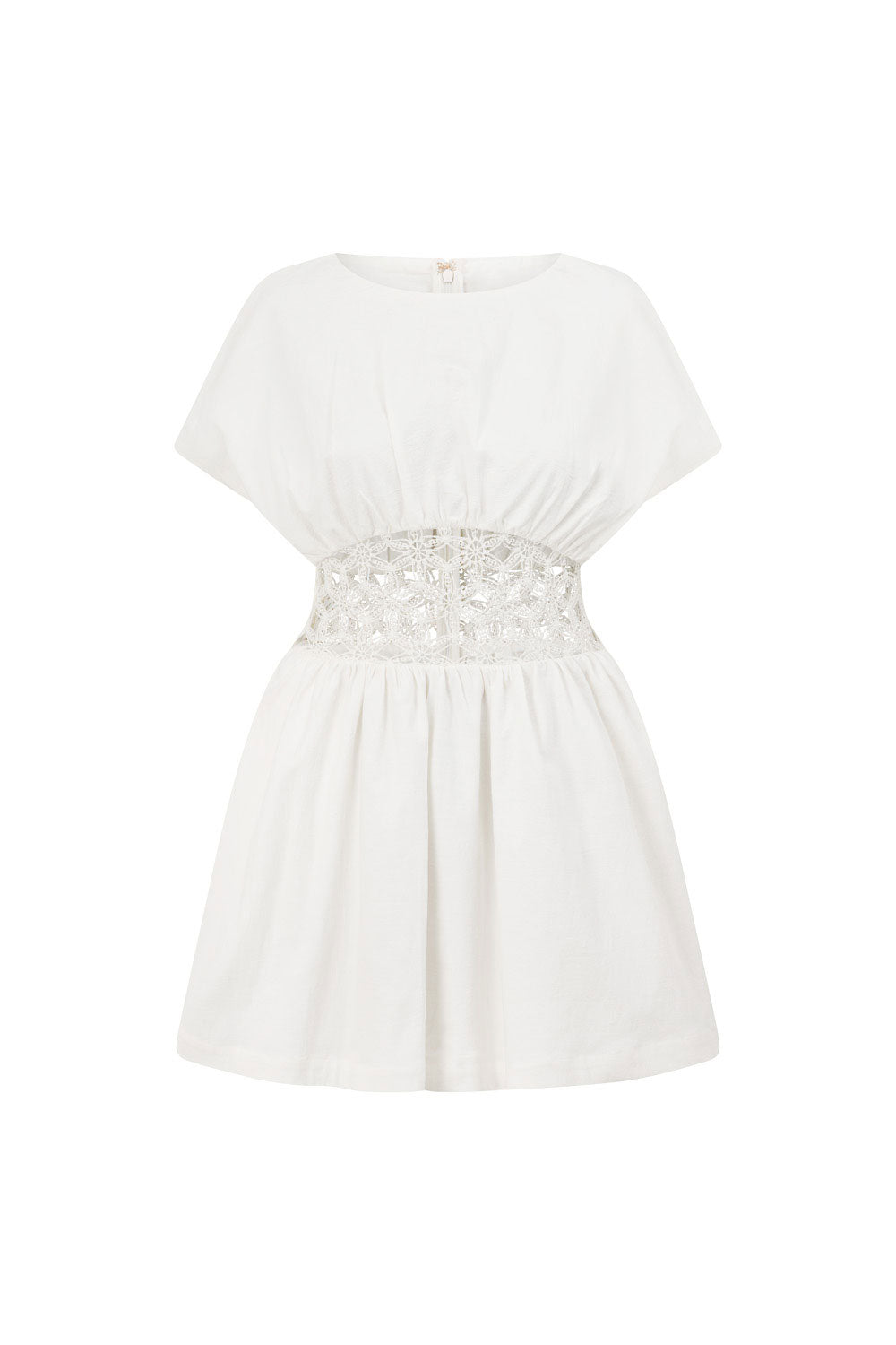 White Flouncy Short Sleeve Mini Alessandra Dress