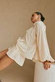 Cream Long Sleeve Button Up Collar Panel Huxley Top